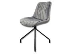 Chaise Velours Gris Pieds Métal Cécile - Gris