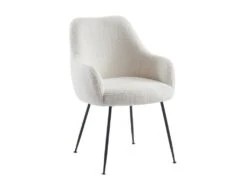 Lot De 2 Chaises Avec Accoudoirs En Tissu Bouclette Et Métal - Blanc - TOYBA -Fren Soldes Boutique chaise 18376607