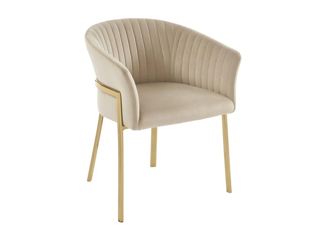 Lot De 2 Chaises Avec Accoudoirs En Velours Et Métal Doré - Beige - ZAOVA De Pascal MORABITO 5 Lot De 2 Chaises Avec Accoudoirs En Velours Et Métal Doré - Beige - ZAOVA De Pascal MORABITO – Image 5