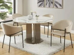 Lot De 6 Chaises Avec Accoudoirs En Velours Et Métal Noir - Beige - ORDIDA De Pascal MORABITO -Fren Soldes Boutique chaise 18607959