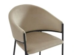 Lot De 6 Chaises Avec Accoudoirs En Velours Et Métal Noir - Beige - ORDIDA De Pascal MORABITO -Fren Soldes Boutique chaise 18607967