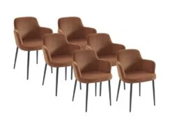 Lot De 6 Chaises En Velours Côtelé Et Métal - Terracotta - CELOLA De Pascal MORABITO