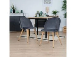 Lot De 2 Chaises De Salle à Manger Scandinaves En Velours Gris ZOMBA GREY VELVET