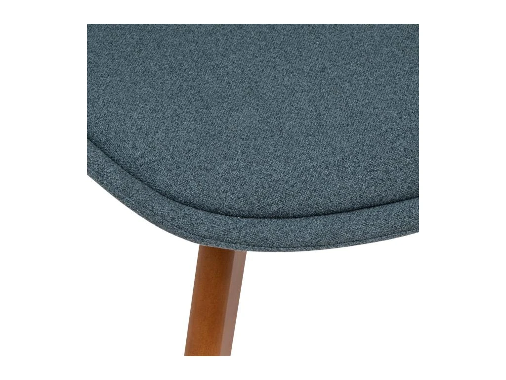 Chaise De Table Tissu Chiné Bleu Et Pieds En Bois Foncé 2 Chaise De Table Tissu Chiné Bleu Et Pieds En Bois Foncé – Image 2