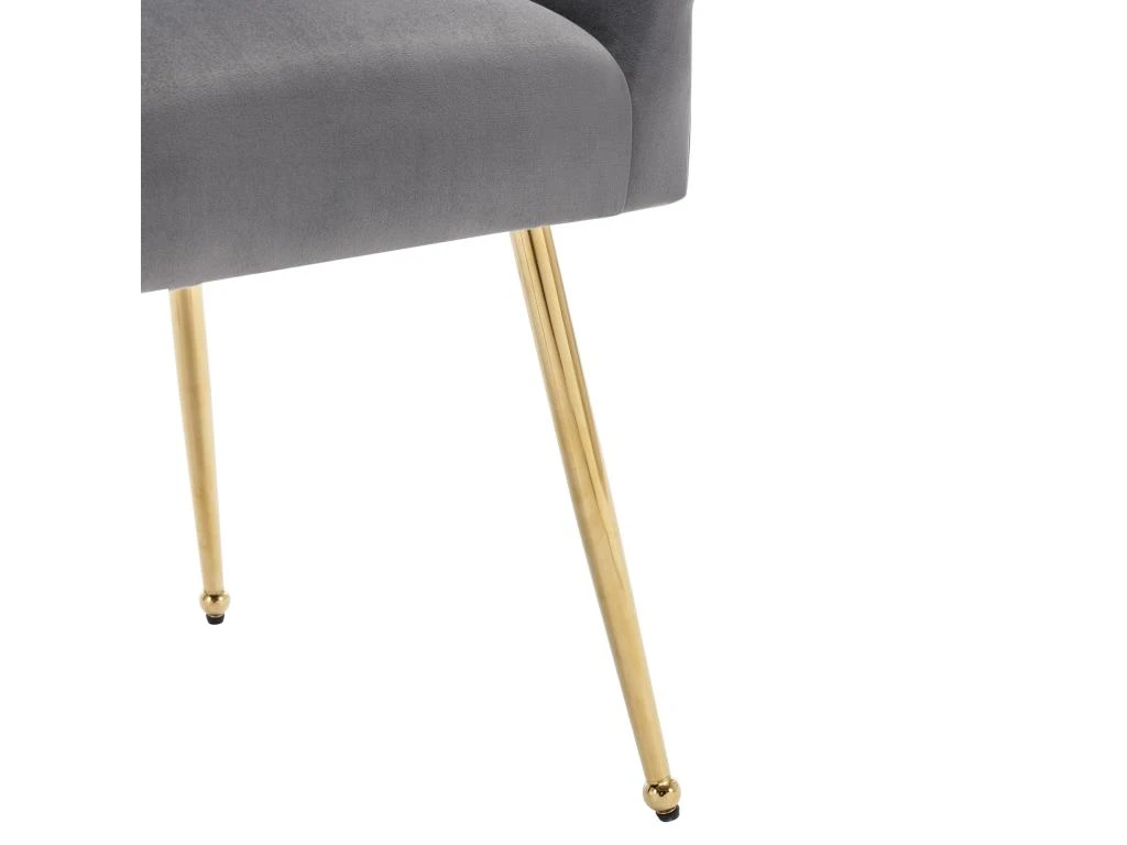 Lot De 2 Chaises De Salle à Manger Avec Pieds Plaqués - Doré & Gris 9 Lot De 2 Chaises De Salle à Manger Avec Pieds Plaqués - Doré & Gris – Image 9