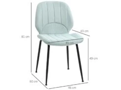 Lot De 2 Chaises De Salle à Manger En Velours Avec Dossier, Assise Rembourrée Et Pieds En Acier Vert Et Noir -Fren Soldes Boutique chaise 22167605