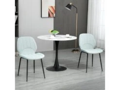 Lot De 2 Chaises De Salle à Manger En Velours Avec Dossier, Assise Rembourrée Et Pieds En Acier Vert Et Noir -Fren Soldes Boutique chaise 22167607
