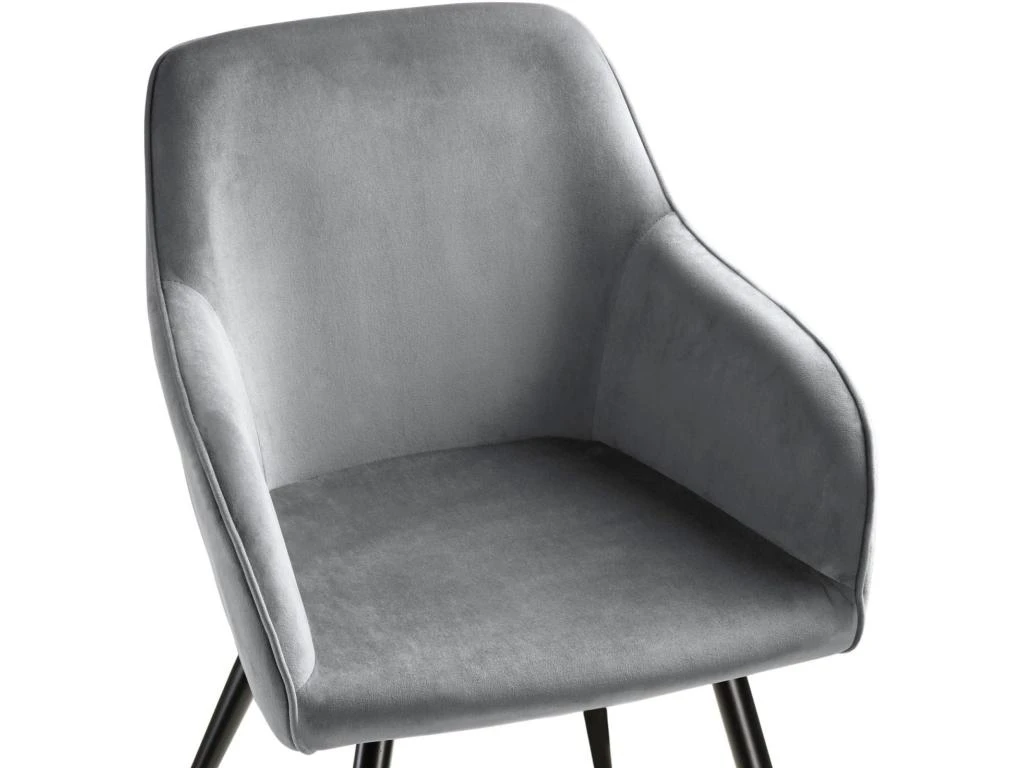 Lot De 4 Chaises Pieds Noir Siège De Salon Cuisine Salle à Manger Design élégant Velours Gris 08_0000076 5 Lot De 4 Chaises Pieds Noir Siège De Salon Cuisine Salle à Manger Design élégant Velours Gris 08_0000076 – Image 5