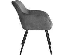 Lot De 4 Chaises Pieds Noir Siège De Salon Cuisine Salle à Manger Design élégant Tissu Gris 08_0000101 -Fren Soldes Boutique chaise 22732401