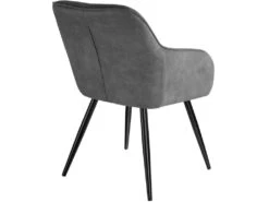 Lot De 4 Chaises Pieds Noir Siège De Salon Cuisine Salle à Manger Design élégant Tissu Gris 08_0000101 -Fren Soldes Boutique chaise 22732403