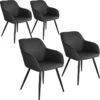 Lot De 4 Chaises Pieds Noir Siège De Salon Cuisine Salle à Manger Design élégant Tissu Anthracite 08_0000104