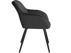 Lot De 4 Chaises Pieds Noir Siège De Salon Cuisine Salle à Manger Design élégant Tissu Anthracite 08_0000104 -Fren Soldes Boutique chaise 22732411