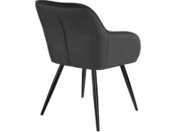 Lot De 4 Chaises Pieds Noir Siège De Salon Cuisine Salle à Manger Design élégant Tissu Anthracite 08_0000104 -Fren Soldes Boutique chaise 22732413