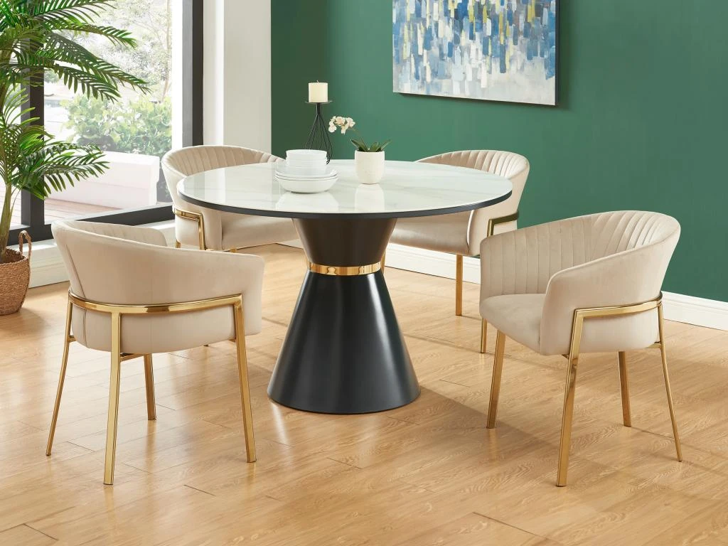 Lot De 2 Chaises Avec Accoudoirs En Velours Et Métal Doré - Beige - ZAOVA De Pascal MORABITO 2 Lot De 2 Chaises Avec Accoudoirs En Velours Et Métal Doré - Beige - ZAOVA De Pascal MORABITO – Image 2