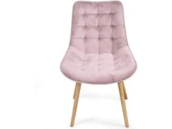 Lot De 6 Chaises De Salon Salle à Manger Pied En Bois Et Velours Rose 01_0000591 -Fren Soldes Boutique chaise 22747769