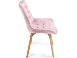 Lot De 6 Chaises De Salon Salle à Manger Pied En Bois Et Velours Rose 01_0000591 -Fren Soldes Boutique chaise 22747771