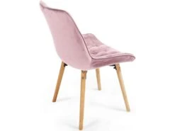 Lot De 6 Chaises De Salon Salle à Manger Pied En Bois Et Velours Rose 01_0000591 -Fren Soldes Boutique chaise 22747773