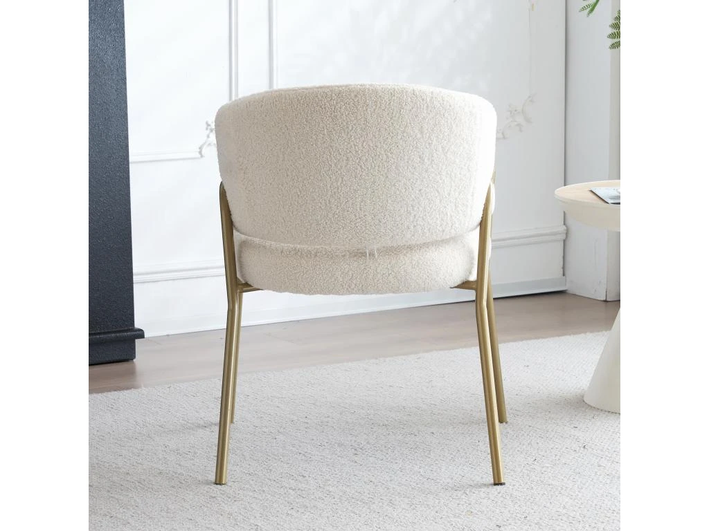 Lot De 4 Chaises - Tissu En Sherpa - Pieds Dorés - Beige 2 Lot De 4 Chaises - Tissu En Sherpa - Pieds Dorés - Beige – Image 2
