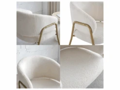 Lot De 4 Chaises - Tissu En Sherpa - Pieds Dorés - Beige 8 Lot De 4 Chaises - Tissu En Sherpa - Pieds Dorés - Beige -Fren Soldes Boutique chaise 22801861