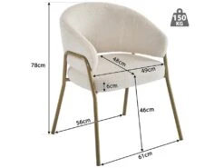 Lot De 4 Chaises - Tissu En Sherpa - Pieds Dorés - Beige 9 Lot De 4 Chaises - Tissu En Sherpa - Pieds Dorés - Beige -Fren Soldes Boutique chaise 22801863
