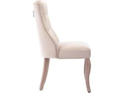 Lot De 6 Chaises De Salle à Manger En Velours - Matelassage De Boutons - Beige -Fren Soldes Boutique chaise 22860715
