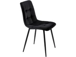 Lot De 4 Chaises De Salle à Manger - Structure En Métal - Tissu En Velours - Noir -Fren Soldes Boutique chaise 22860845