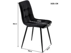 Lot De 4 Chaises De Salle à Manger - Structure En Métal - Tissu En Velours - Noir -Fren Soldes Boutique chaise 22860849