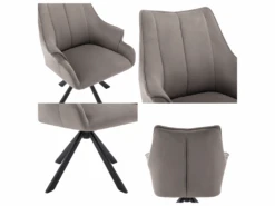 Lot De 4 Chaises En Patchwork De Velours - Pieds En Métal - Taupe -Fren Soldes Boutique chaise 22934667
