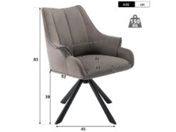 Lot De 4 Chaises En Patchwork De Velours - Pieds En Métal - Taupe -Fren Soldes Boutique chaise 22934669