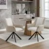 Lot De 2 Chaises En Velours Et Similicuir - Pieds En Métal - Beige