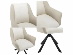 Lot De 2 Chaises En Velours Et Similicuir - Pieds En Métal - Beige -Fren Soldes Boutique chaise 22934707