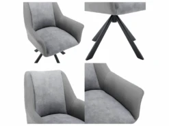 Lot De 4 Chaises En Velours Et Similicuir - Pieds En Métal - Gris -Fren Soldes Boutique chaise 22935395