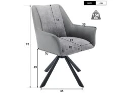 Lot De 4 Chaises En Velours Et Similicuir - Pieds En Métal - Gris -Fren Soldes Boutique chaise 22935397