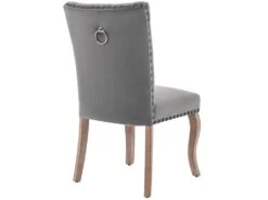 Lot De 6 Chaises Capitonné En Velours - Cadre En Bois Massif - Gris -Fren Soldes Boutique chaise 23008771