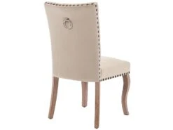 Lot De 6 Chaises Capitonné En Velours - Cadre En Bois Massif - Beige -Fren Soldes Boutique chaise 23009369