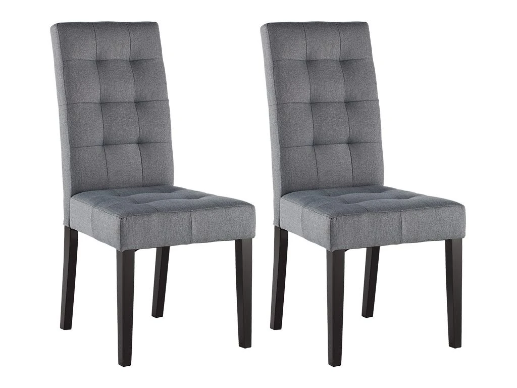 Lot De 2 Chaises VILLOSA - Tissu Gris & Pieds Bois Noir 1 Lot De 2 Chaises VILLOSA - Tissu Gris & Pieds Bois Noir