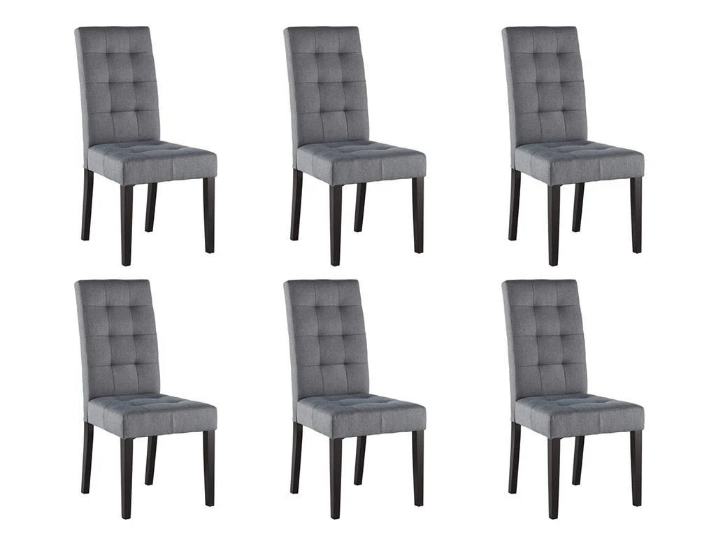 Lot De 6 Chaises VILLOSA - Tissu Gris & Pieds Bois Noir 4 Lot De 6 Chaises VILLOSA - Tissu Gris & Pieds Bois Noir – Image 4