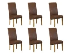 Lot De 6 Chaises SANTOS - Microfibre Aspect Cuir Vieilli - Pieds Bois Clair 15 Lot De 6 Chaises SANTOS - Microfibre Aspect Cuir Vieilli - Pieds Bois Clair -Fren Soldes Boutique chaise 268429