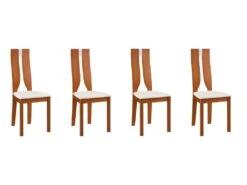 Lot De 4 Chaises SILVIA - Hêtre Massif - Merisier & Blanc -Fren Soldes Boutique chaise 272657