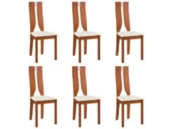 Lot De 6 Chaises SILVIA - Hêtre Massif - Merisier & Blanc -Fren Soldes Boutique chaise 272681