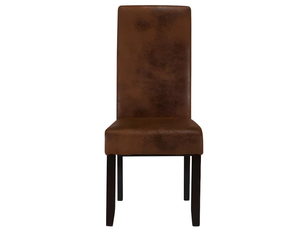 Lot De 6 Chaises SANTOS - Microfibre Aspect Cuir Vieilli - Pieds Bois Foncé 2 Lot De 6 Chaises SANTOS - Microfibre Aspect Cuir Vieilli - Pieds Bois Foncé – Image 2