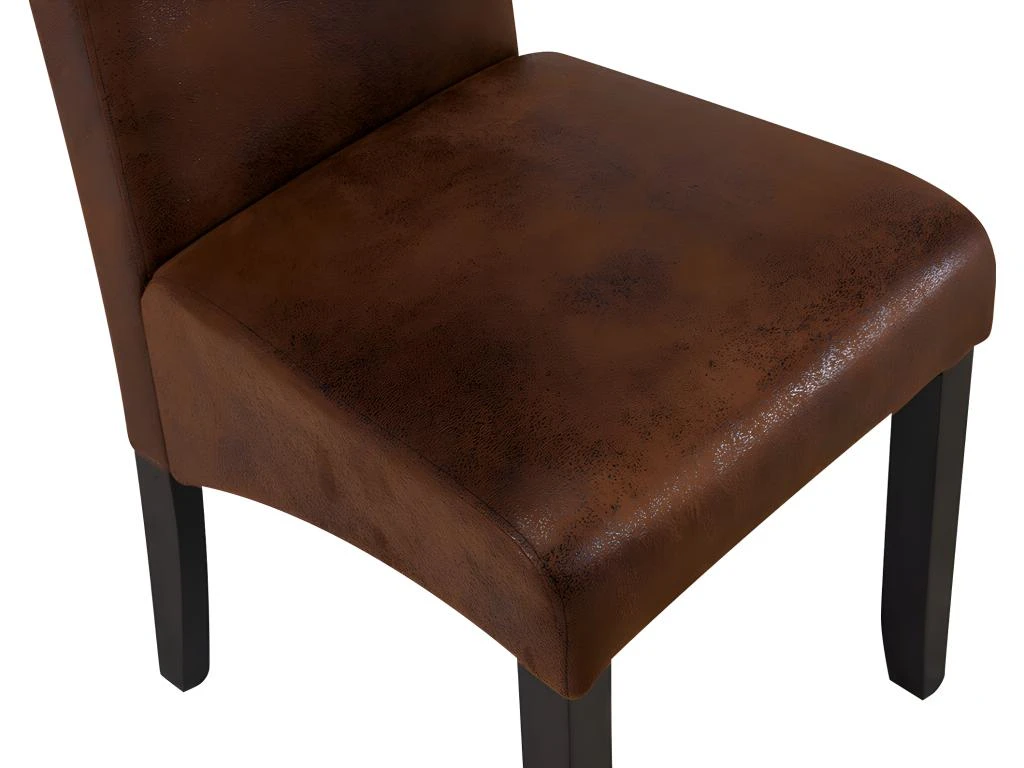 Lot De 6 Chaises SANTOS - Microfibre Aspect Cuir Vieilli - Pieds Bois Foncé 6 Lot De 6 Chaises SANTOS - Microfibre Aspect Cuir Vieilli - Pieds Bois Foncé – Image 6