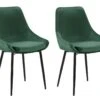 Lot De 2 Chaises - Velours Et Métal Noir - Vert - MASURIE