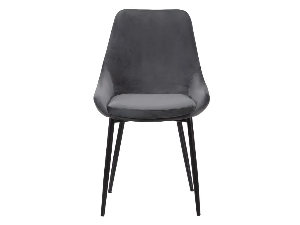Lot De 2 Chaises - Velours Et Métal Noir - Anthracite - MASURIE 3 Lot De 2 Chaises - Velours Et Métal Noir - Anthracite - MASURIE – Image 3