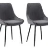 Lot De 2 Chaises - Velours Et Métal Noir - Anthracite - MASURIE