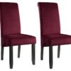 Lot De 2 Chaises DELINA - Velours Matelassé & Pieds Bois - Bordeaux