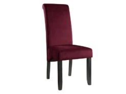 Lot De 2 Chaises DELINA - Velours Matelassé & Pieds Bois - Bordeaux -Fren Soldes Boutique chaise 310399