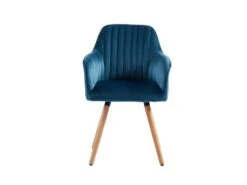 Chaise Avec Accoudoirs - Velours Et Métal Effet Bois - Bleu - ELEANA 7 Chaise Avec Accoudoirs - Velours Et Métal Effet Bois - Bleu - ELEANA -Fren Soldes Boutique chaise 343489