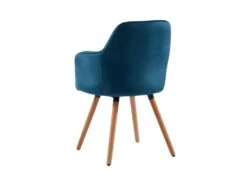 Lot De 2 Chaises Avec Accoudoirs - Velours Et Métal Effet Bois - Bleu - ELEANA -Fren Soldes Boutique chaise 343521