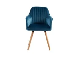 Lot De 2 Chaises Avec Accoudoirs - Velours Et Métal Effet Bois - Bleu - ELEANA -Fren Soldes Boutique chaise 343523